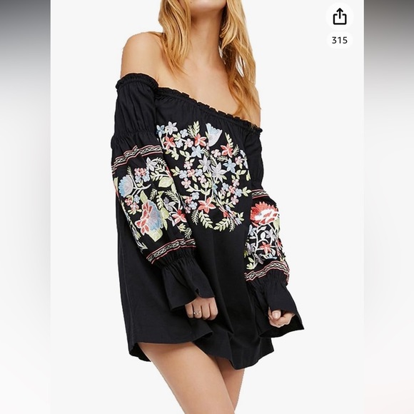 R.Vivimos Womens Floral Embroidered Off Shoulder Long Sleeve Short Dresses - Picture 4 of 8